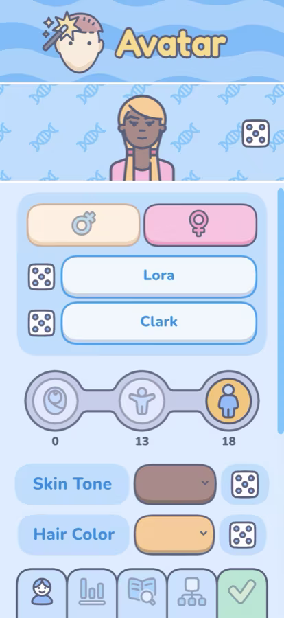 Character creator screenshot preview